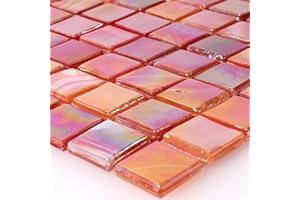 Mosafil Glasmosaik Fliesen Divina Perlmutt Effekt Rot Küchenspiegel Dusche Badezimmer