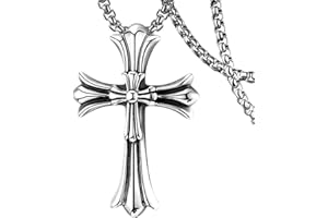 DXIUORF Gothic Vintage Cross Pendant Necklace Stainless Steel Large Steel Cross Punk Gothic Pendant Necklace Cross Necklace Pendant Necklace Gift