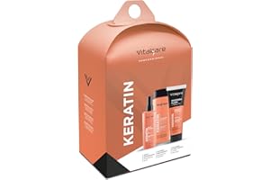 VITALCARE | Gift Set Keratin - Shampoo 250ml + Spray 125ml + Maschera Flash 190ml - Trattamento Completo per Capelli Lisci e Lucenti