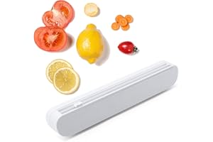 FREE WOLF Coupe Film Alimentaire,Film Cutter,Distributeur D'emballage Alimentaire, Adapté Pour Couper Des Volumes De Plastique, Film Transparent Alimentaire Et Papier D'aluminium Pour Aliments En Cuisine-blanc