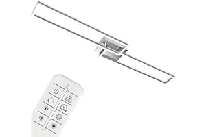 Briloner - Plafoniera a LED, Lampada da soffitto dimmerabile con Telecomando, Luce calda, neutra, fredda, 1100x248x78mm, LED integrati 40W, 4400Lm, ruotabile, Cromato/satinato