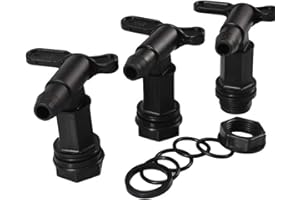 HEIBTENY Lot de 3 robinets d'eau pour citerne de pluie, tonneau de pluie, robinet de rechange en plastique, robinet de vidange, réservoir d'eau de pluie avec bande étanche