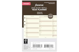 Filofax Pocket Vertical Year Planner 2026 cotton cream