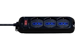 Multipresa Elettrica Salvaspazio BRENNENSTUHL Eco-Line 1155509 - Ciabatta con Interruttore e 3 Prese Universali (IT10/16A - DE 16A) da Scrivania per la Casa o l'Ufficio - Cavo da 1,4 m