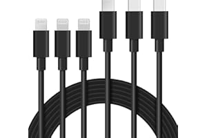 ilikable Lot de 3 Câble USB C vers iPhone 1M Charge Rapide MFi Certifié Chargeur pour iPhone 14 13 12 Pro Max Mini iPhone 11 Pro X XR XS SE 2020 8 Plus-Noir