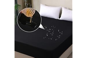 ‎OHANO ohano Wasserdichter Matratzenschoner 140x200cm Spannbettlaken, Wasserdichter und Atmungsaktive Matratzenbezug, Inkontinenzauflage,Nässeschutz Bettlaken Spannbetttücher,für alle Jahreszeiten- Schwarz