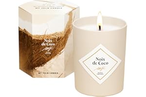 MY JOLIE CANDLE - Bougie Parfumée Noix de Coco - Cadeau Femme Maman - Cire 100% Naturelle Végétale - Parfum Français - Mèche Coton - Combustion 18h