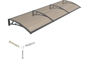 GGNEBAI Front Door Canopy Outdoor Awning 300x100cm,Window, Patio or Porch Rain Shelter with ABS Bracket,Polycarbonate Sheet, UV,Snow Protection