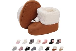 OUTFIT SPRING Baby Neugeborene Fleece Bootie, Winter Warme rutschfeste Weiche Sohle Winterschuhe Sock Schuhe Niedlich Einstellbar Krabbelschuhe Prewalker Stiefel für Mädchen Jungen Kleinkind Gr.0-18 Monate