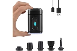 XNDRYAN Air Pump for Inflatables, Tiny and Portable Air Pump with 5 Nozzles Mini Air Bed Pump Electric Pump for Inflatables & Deflating for Pool Floats Swimming Pool Air Mattress Vacuum Bags