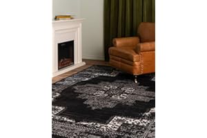 RugVista Vintage Vega, Alfombra Moderna, Pelo Corto, 200 x 300 cm, Rectangular, Calidad cert. Oeko-Tex Standard 100, Polipropileno, Pasillo, Dormitorio, Cocina, Salón, Comedor, Despacho, Carbón