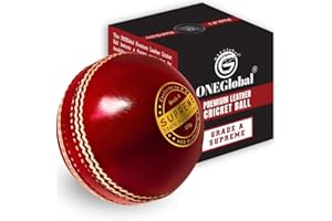 ONEGlobal Supreme – Balle de cricket en cuir | 100 % cousue à la main, 156 g – 5,5 oz, construction imperméable en 4 pièces | Balles de cricket rigides de qualité match