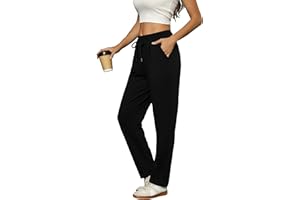 Litherday Pantalon Jogging Femme -Pantalon de Sport en Coton avec Taille Élastique et Poches