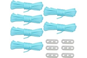 HOUSON 6 Pack 4mm*4m Guy Ropes, Tent Guy Line 550 Luminous Fluorescent Paracord Parachute Cord for Tents Awning Camping Blue