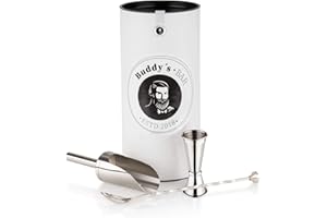 Buddy´s Bar - Gin-Tonic Set Piccolo, Jigger da 2,5cl / 5cl, Cucchiaio da Bar e Paletta per Il Ghiaccio in Acciaio Inossidabile Lucido, Longdrink-Set con Confezione Regalo Inclusa