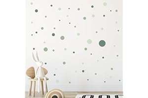 ‎WANDKIND WANDKIND Kreise Set 120 Stück Wandtattoo für Babyzimmer V283 Aufkleber Sticker Kreis Wandaufkleber Kinderzimmer Punkte Dots Klebepunkte in verschiedenen Farben (Grün-Mild)