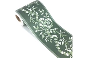 MEBOEM Self Adhesive Green Rattan Floral Wallpaper Border Peel Stick Wall Ceiling Decorative Sticker Waterproof 10cm X 10meters