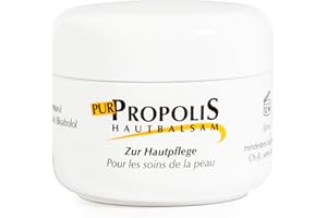 ‎HEALTH CARE PRODUCTS Propolis Salbe zur Hautpflege bei Akne & Neurodermitis – Hochdosierter Propolis Balsam mit Bio-Bienenwachs – Gesichtspflege mit Vitamin E & Jojobaöl – Naturkosmetik XL (50g)