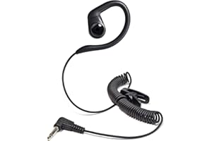 HYSHIKRA Micro-casque à tube enroulé universel avec connecteur 3.5 mm - Écouteur « écoute seule » avec crochet d'oreille réglable pour radios bidirectionnelles Motorola, Kenwood, Icom, Yaesu (EH06, 1)
