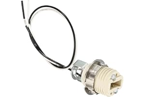 PATIKIL G9 Lumière Base Prise Trousse, 1 Paquet 10 Pouce Long Fil Tête Céramique Lampe Support Base avec Prise Anneau Déménagement Outil, Blanc