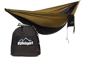 gipfelsport hamac Ultra léger en Soie de Parachute Noir/olive avec Cordes