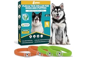 YOTANGO Flea Collar for Dogs, 4 Pack Dog Flea Collars, 32 Months Flea Treatment for Dogs, Natural Dog Flea Collar, Water Resistant Adjustable Flea and Tick Treatment Collar for Small Large Dogs-Orange&Green