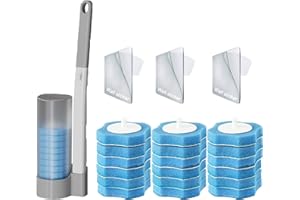 GUAHKUN Wand-WC-Stab-Set, Einweg-Toilettenbürste mit Halter, Mu Mianhua Toilettenstab-Set, Einweg-Toilettenreinigungssystem mit 18 Ersatzköpfen