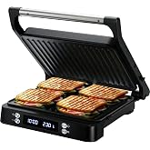 Olvy Panini XXL Electric Grill Sandwich Maker | 1 Set | Matte Black | Sandwiches &amp; Roasts | Non-Stick Plates | Large Bread To