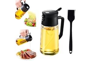 TINMIX Ölsprühflasche 500 ml 2-in-1 Olivenölspender und Ölsprühflasche für Kochen, Luftfritteuse, BBQ, Backen, Grillen, Salat, Schwarz