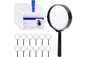 FORMIZON Lupas de Juguete Detectiva para Niños, 12 Lupas de Juguete y 12 Tarjetas de Identificación con Clip, Kit de Espía Detective de Niños para Exploren Juguetes Educativosy Artículos de Fiesta