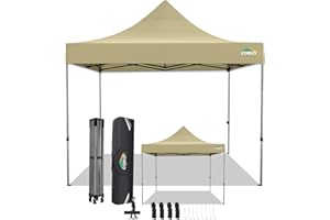 COBIZI Tonnelle Pliante 3x3 Imperméable,Tonnelle de Jardin Exterieur sans Parois Latérales,Barnum Pliant 3x3,Anti UV Tonnelle Tente pour Exterieur Plage Terrasse (3 par 3m Kaki)