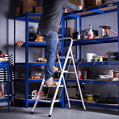 VonHaus Schwerlast Klappbare Transportfähige 4 Stufen Stehleiter Leiter Stahl - 4