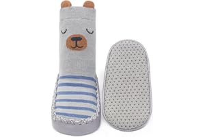 Snegyu Cute Cartoon Animal Pattern Baby Boys Girls Non-slip Cotton Slipper Socks Shoes Baby Moccasins Toddler Shoe Socks
