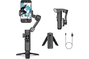 Gimbal-Stabilisator für Smartphone, LED-Licht OLED-Bildschirm 3-Achsen-Gimbal, Gesichtserkennung, magnetische Aufladung, Stabilisator für Android & iPhone -AOCHUAN Smart XPro