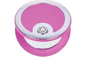 DC DANIELLE Danielle Creations Hang Sell Crystal Button Compact Mirror, Pink 8.5 cm