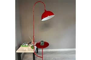 bamyum Gorkiede - Lámpara de pie de metal, moderna lámpara de pie para dormitorio, salón, habitación infantil con casquillo E27, 30 cm de ancho, pantalla ajustable roja