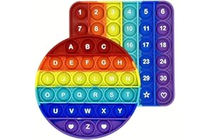Ranzah Educational Pop Fidget Toys Pack A-Z Alphabet & 1-30 Number Bubble Sensory Poppet For Kids ADHD Stress Relief School Montessori Learning Travel Squishy Squeeze Toddler Toy (Square & Circle)