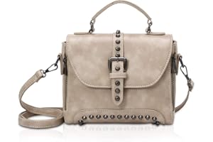 NICOLE & DORIS Kleine Handtaschen für Damen Retro Henkeltaschen PU Leder Umhängetaschen Crossbody Bag Schultertasche mit Nieten