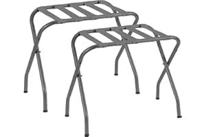 Heybly Luggage Rack, Pack of 2,Steel Folding Suitcase Stand for Guest Room Bedroom Hotel,Gray,HLR001G2