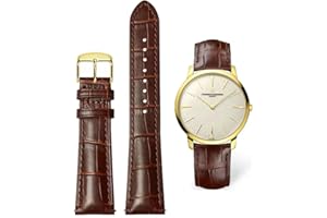 AIYIRUO Cinturini per Orologiin Pelle Coccodrillo Modello in Vera Pelle Morbida e Durevole Bracciale di Ricambio Acciaio Inossidabile Metallo Argento oro Fibbia per gli Uomini Donne (12mm-24mm)