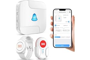 DAYTECH Notrufknopf für Senioren auf Handy, WiFi Tuya Smart Senioren Notfallknopf Alert System, Hausnotruf für ältere Patienten Behinderte,Kinder(1Empfänger+1Notruf Armband+1Tasten)