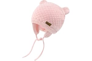 SEYUFN Babymütze, für Jungen und Mädchen, gestrickte Hündchen für Babys und Kleinkinder, mit Fleece-Futter, 0-36 Monate