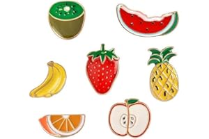 EQLEF Carino Spilla Frutta, Serie di Cartoni Animati Lega gocciolare Distintivo Vari Frutti Vestiti Zaino Decorazione 7 Pezzi