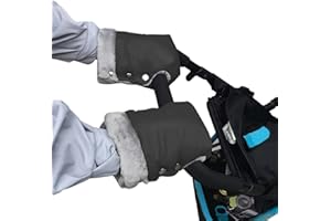 Queen.Y Pram Hand Muff, Waterproof Windproof Breathable Anti-Freeze Extra Thick Warm Winter Baby Stroller Gloves with Universal Fit, Pushchair Hand Warmer Gloves