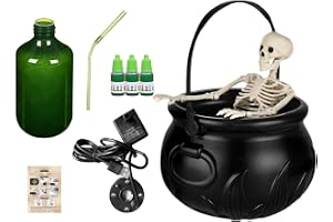 NevPuose Vintage Halloween kittel – svart häxa skål med diffusor, komplett festdekoration vattenkokare, tema heminredning | lämplig för vardagsrum sovrum skrivbord inomhus utomhus säsongsvisning