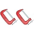 KROST Heavy Duty C and G Clamp Set, 3" C-Clamp for Metalworking, Woodworking, 3-Inch Max Jaw Opening, Red (2pcs)