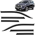 KINGSWAY® Innova Crysta Side Door Visor Car Rain Guard Compatible with Toyota Innova Crysta (Year 2021 Onwards) All Model - Chrome Lined Rear Window Wind Deflectors, Polycarbonate, Smoke, Set of 6 Pcs