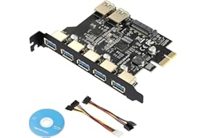 YABOANG PCle to USB 3.0 7 Ports Card with 15-Pin SATA Power Connector,USB 3.1 3.2 PCIe Expansion Card Gen1 Internal Hub Converter Controller Cards 5Gbps for Windows XP/Vista/7/8/10/Linux