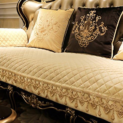 Slipcover sofa Plush sofa slipcover Vintage lace suede couch cover Winter skid Four seasons Leather cushion European-B 85x75cm(33x30inch)