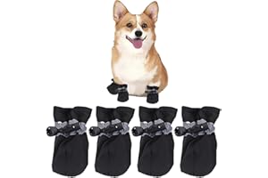 COYUN 4 pcs Bottes Chien, Antidérapante Bottes Chien, Chaussures Chien avec Bandes réfléchissantes, Chaussures pour Chien Ajustables, Chaussures de Protection des Pattes pour Petit Chien Moyenne, noir